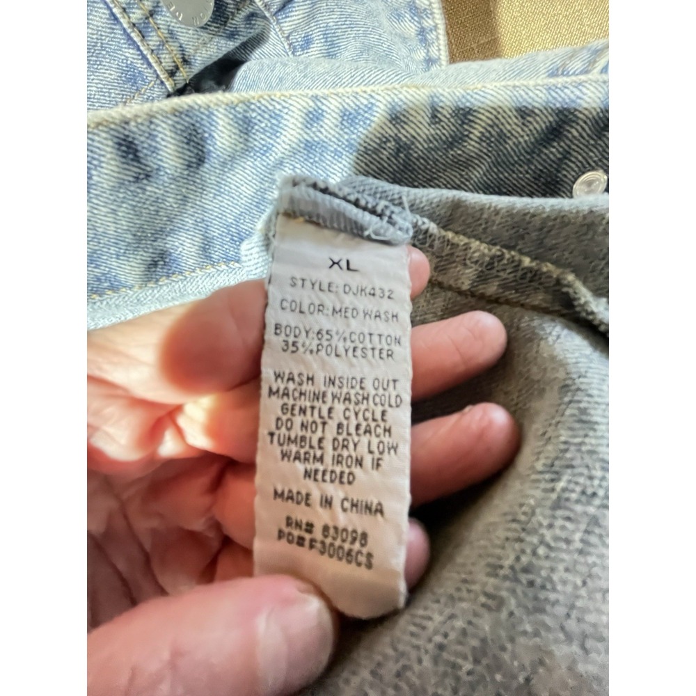 Ci Sono Acid Wash Cropped Denim Jacket Light Blue Distressed Frayed XL - Picture 10 of 11